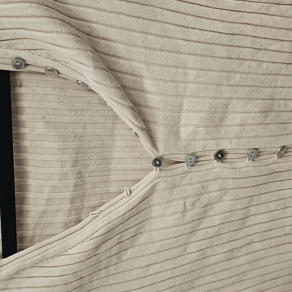 Beige, Cropped, Y2k, Ribbed, Button-Up Sweater, Top, Long Sleeve, Luxury, Cozy - Picture 2 of 5